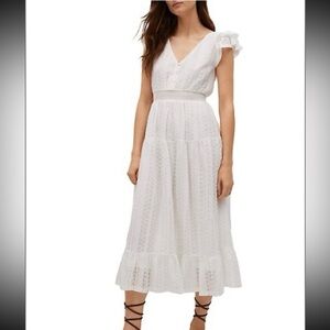 Mango openwork organic cotton dress off white NWT